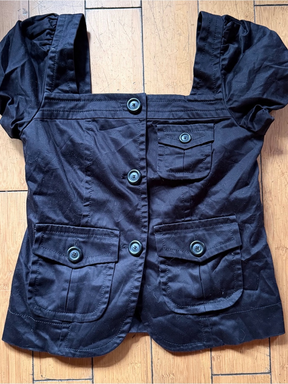 Marc Jacobs Black Short-Sleeve Button Front Jacket
